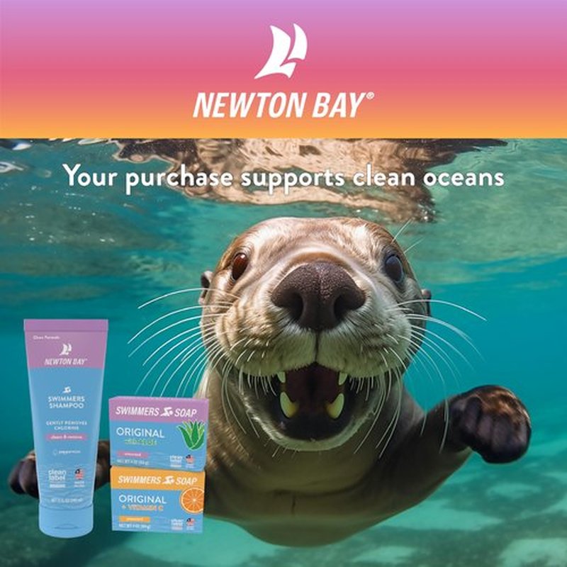 Newton Bay Swimmers Soap + Vitamin C | All Natural Body and Face Wash Soap Bar | Neutralizes and Washes Away Chlorine After Swimming | Revitalizes Sensitive Skin | Single 4 Ounce Soap Bar