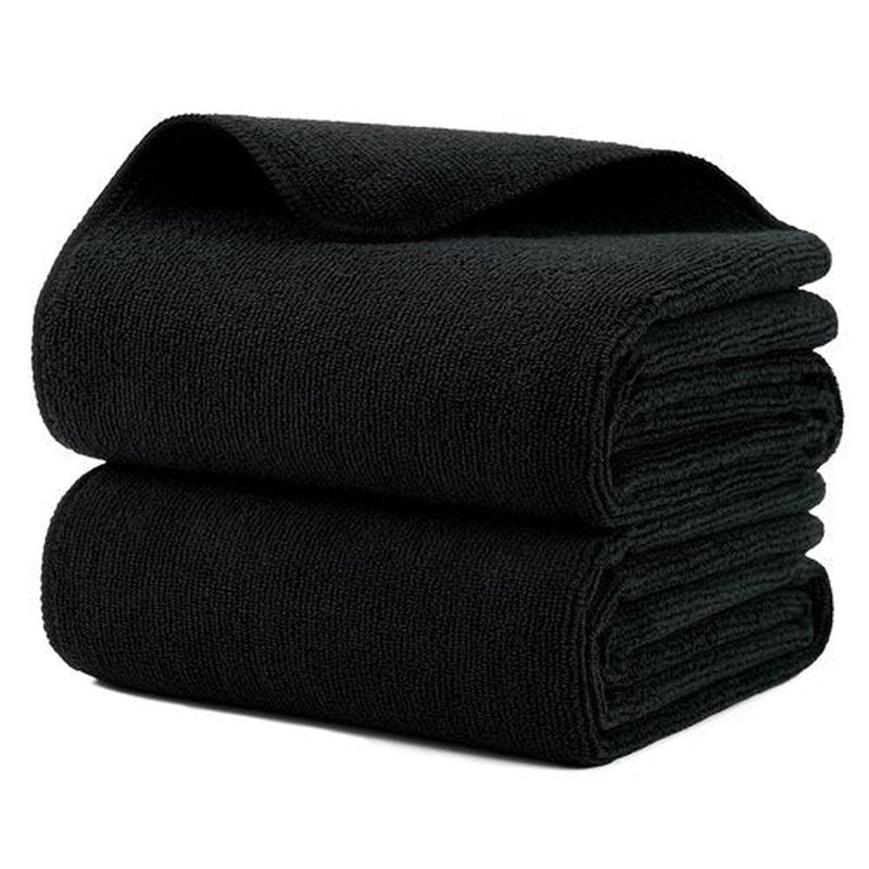 MICROFI New Microfiber Hair Drying Salon Towels, Quick Dry, Lint Free, 2 Pack (Black)