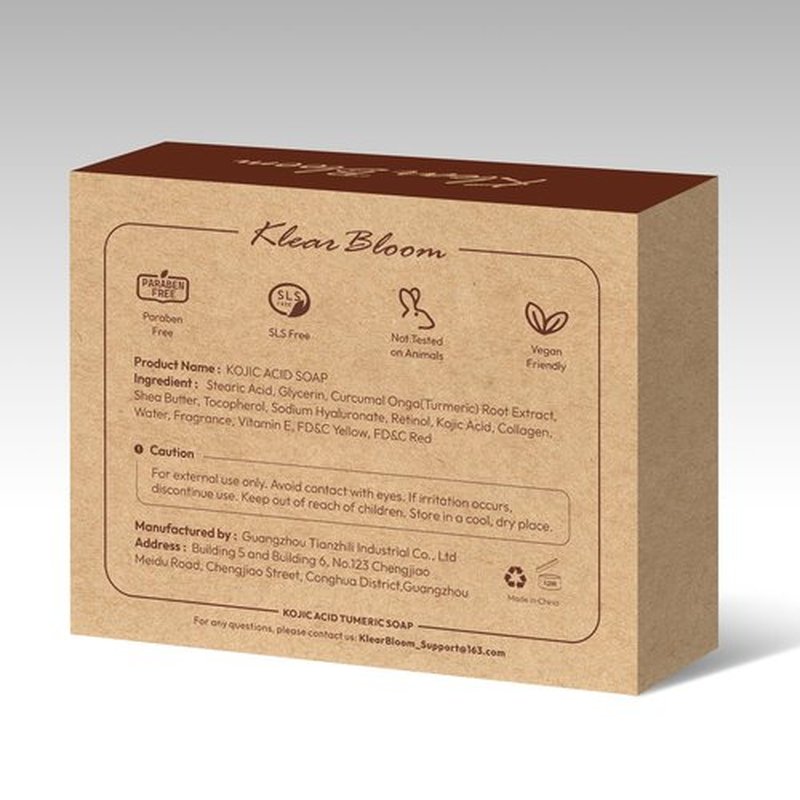 KlearBloom Kojic Acid Soap, Turmeric Soap Bar for Dark Spots Brightening & Moisturizing with Collagen, Vitamin E, Retinol, Hyaluronic Acid, Shea Butter, Paraben & Sulfate-Free 105g x 2 Bars