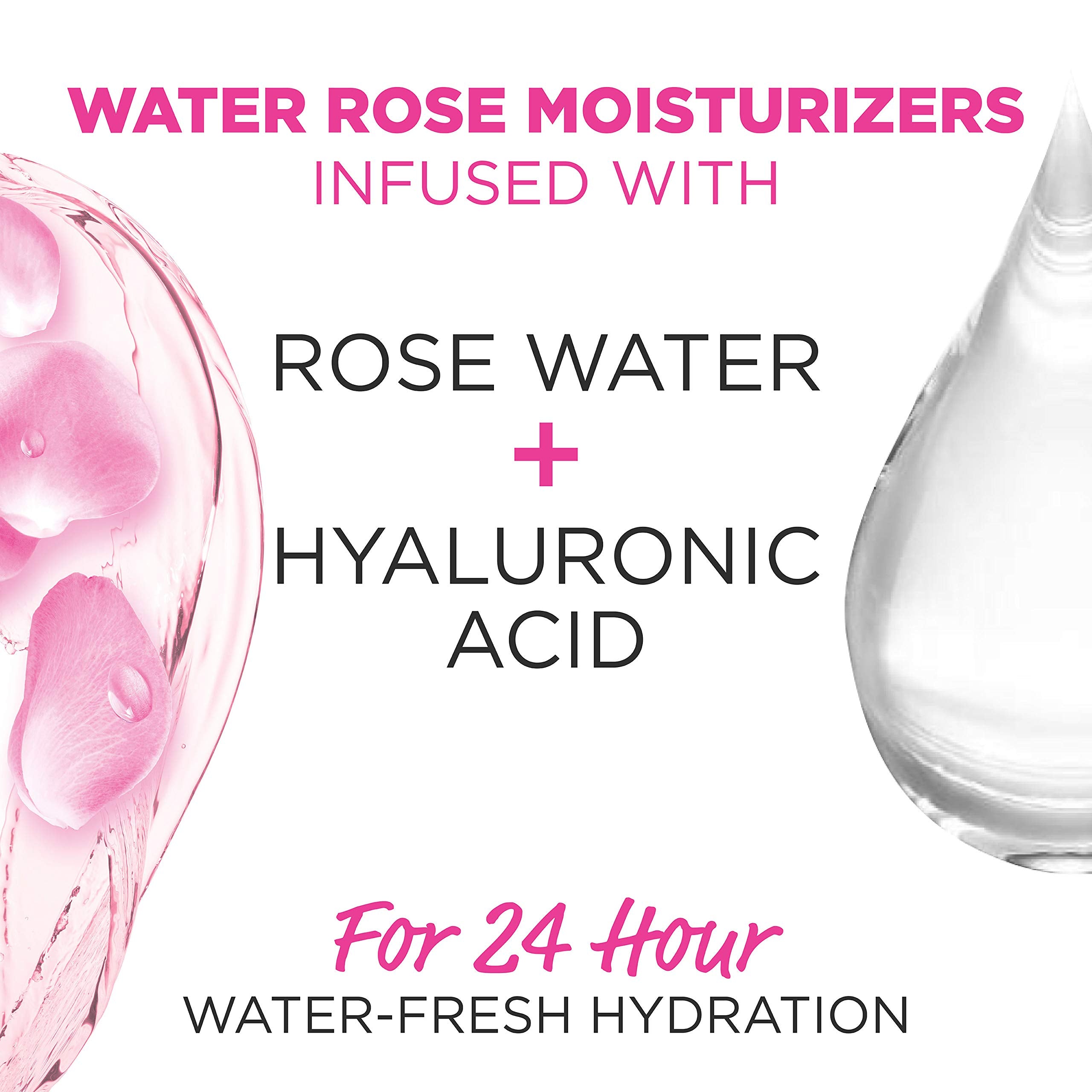 Garnier 24H Moisture Cream with Rose Water and Hyaluronic Acid, Face Moisturizer for Normal to Dry Skin, 1.7 Fl Oz (48g), 1 Count (Packaging May Vary)