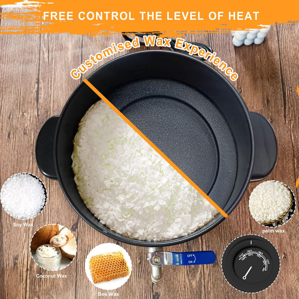 Leerie 10Lbs Wax Melter for Candle Making - L5 Candle Wax Melting Pot with Heating Core Brass Spout & Temp Control for DIY Home Business Candle Maker for Candle Making Supplies (L5-US-110V)
