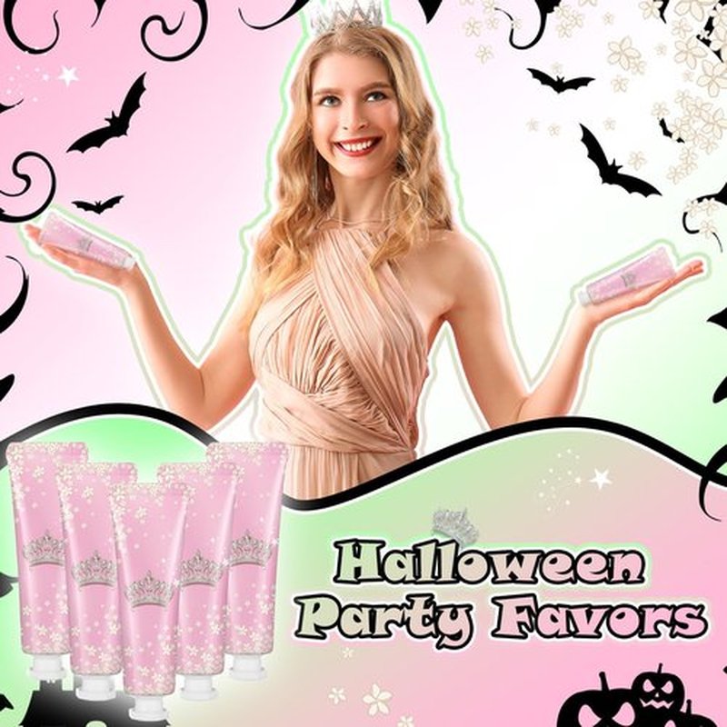 Loopeer 12 Pcs Magic Witch Hand Cream Bulk Pink Green Party Favor Hydrating Mini Hand Lotion with Rose Scent for Galentine's Day Goodie Bag Stuffers Thank You Gift, Travel Size (Crown)