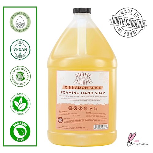 Adams Handmade Soap - Liquid Foaming Soap, Cinnamon Spice Scent, 1 Gallon Size