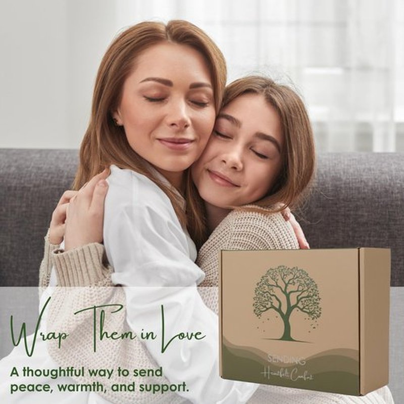 Sympathy Gift Baskets for Women – 8 Thoughtful & Cozy Items (Blanket and Candle Gift Set with Mug, Socks & More) – Sympathy Gifts for Loss of Loved One, Get Well, or Self Care Gifts for Women