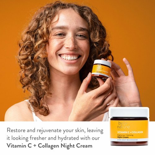 By Nature Face Night Cream - Vitamin C + Collagen PM Moisturizing Facial Lotion for Women (2 Oz)