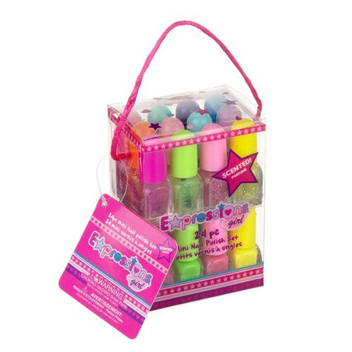 24pc Scented Nail Polish Value Pack - Shiny & Glitter Shades, Non-Toxic Water-Based Manicure & Pedicure Kit for Girls, Gift Set
