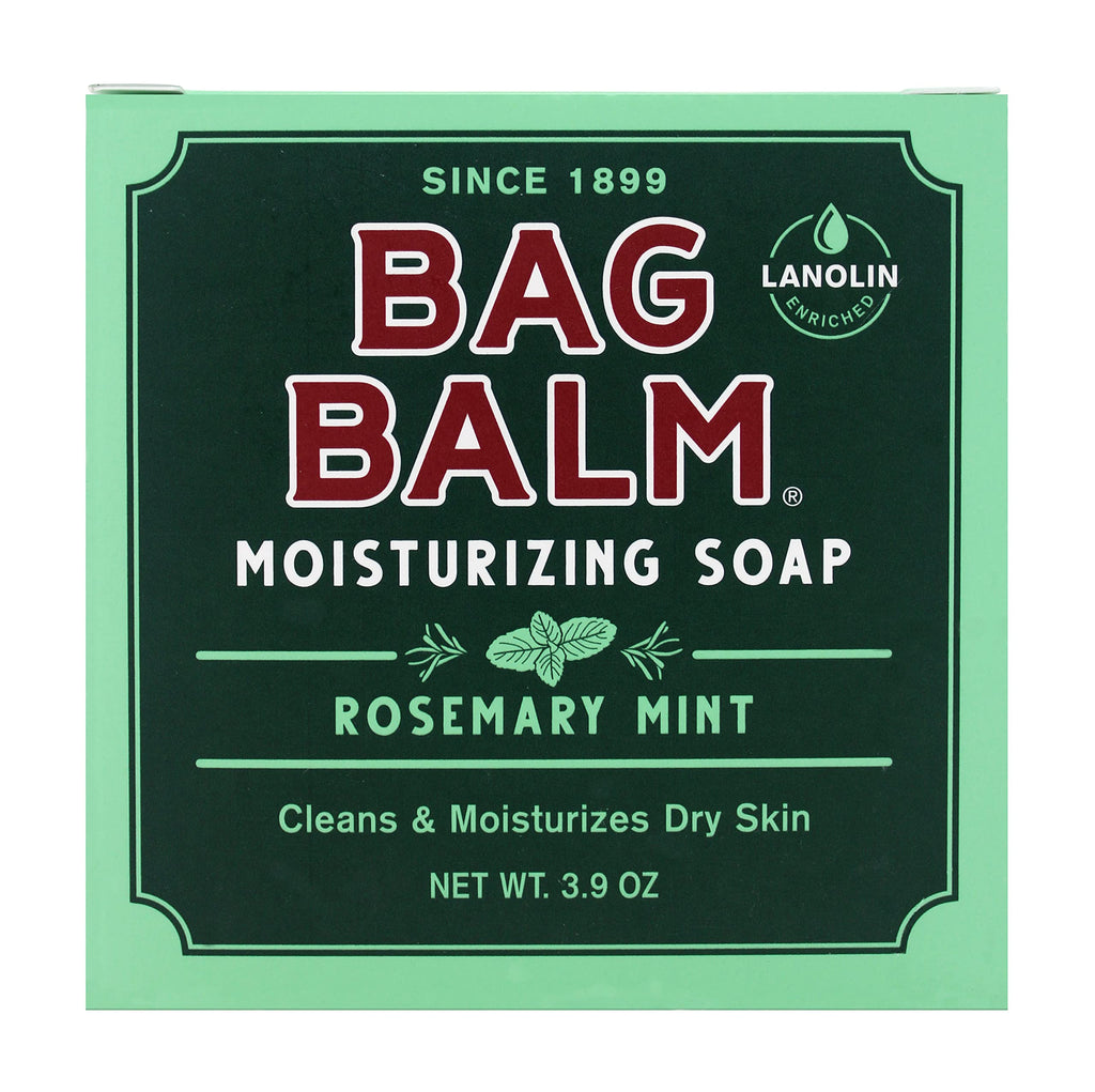 Bag Balm Moisturizing Soap, Rosemary Mint, Lanolin Enriched, Cleans & Moisturizes Dry Skin, 3.9 oz (Pack of 6)