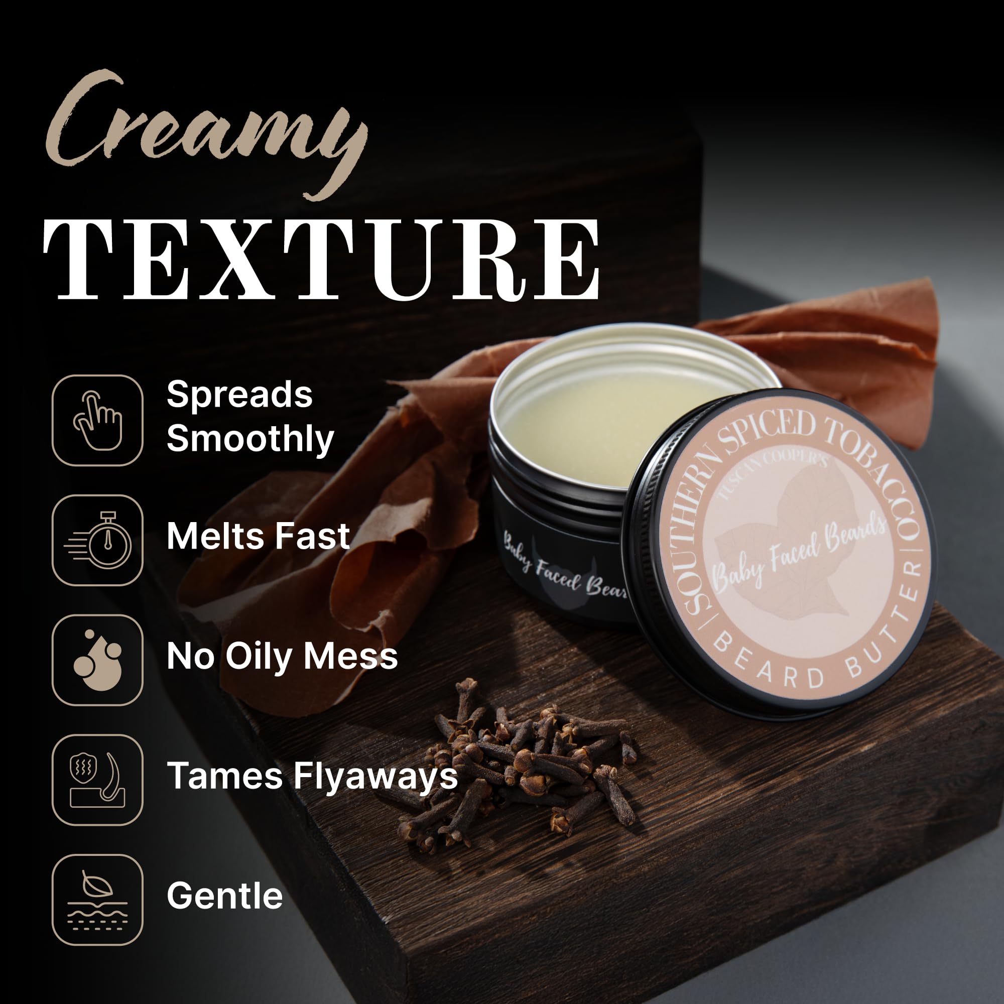 Tuscan Cooper's Baby Faced Beards Butter For Men - 3 Pk Bundle - Rawhide & Pear, Lumberjack, and Southern Spiced Tobacco Scents - Moisturizing Beard Balm for All Hair Types Including Coarse Hair
