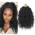 Short Goddess Locs Crochet Hair 10 Inch River Locs Boho Hippie Wavy Crochet With Curly Hair In Middle And Ends Braids Hair Extensions (7Packs,10 inch, 1B)