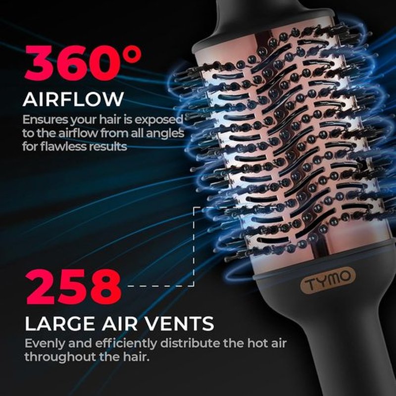 TYMO Hair Dryer Brush - 4 in 1 Ionic Volumizer & Hot Air Straightener for Smooth, Frizz-Free Blowout - Gold