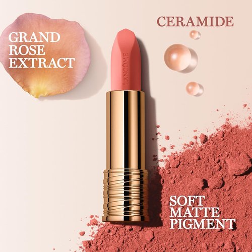 Lancôme L'Absolu Rouge Intimatte Lipstick - Hydrating, Buildable & Lightweight - Soft Matte Finish, 24HR Comfort