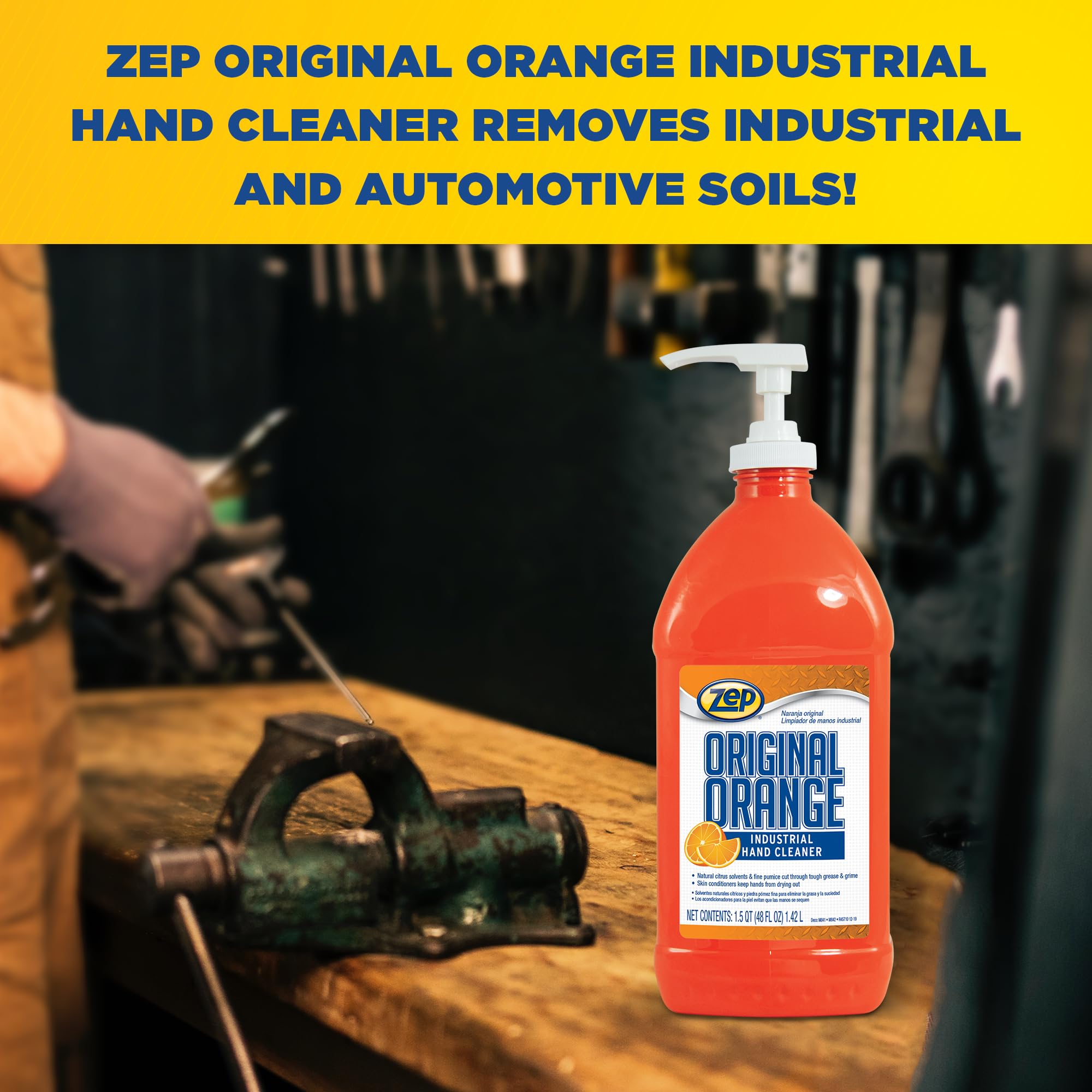Zep Original Orange Industrial Hand Cleaner 48 Oz (Case of 6) - R45710- Contains Natural Citrus Solvents and Pumice To Remove Industrial Grease And Grime
