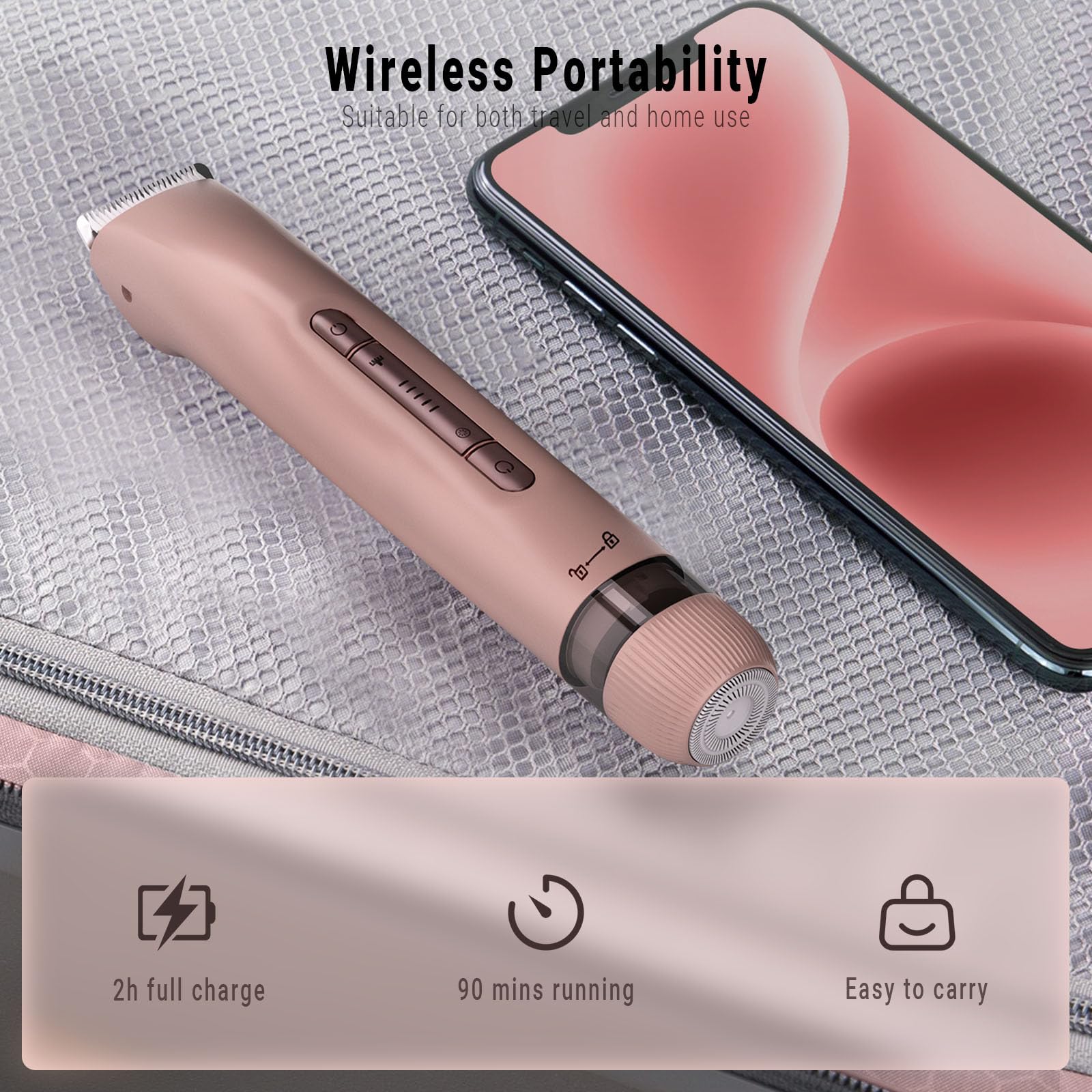 FIONOFY Bikini Trimmer and Shaver Kit for Women - 2-in-1 Electric Body Hair Trimmer Facial Hair Removal Cordless Bikini Shaver Razor Long-Rose