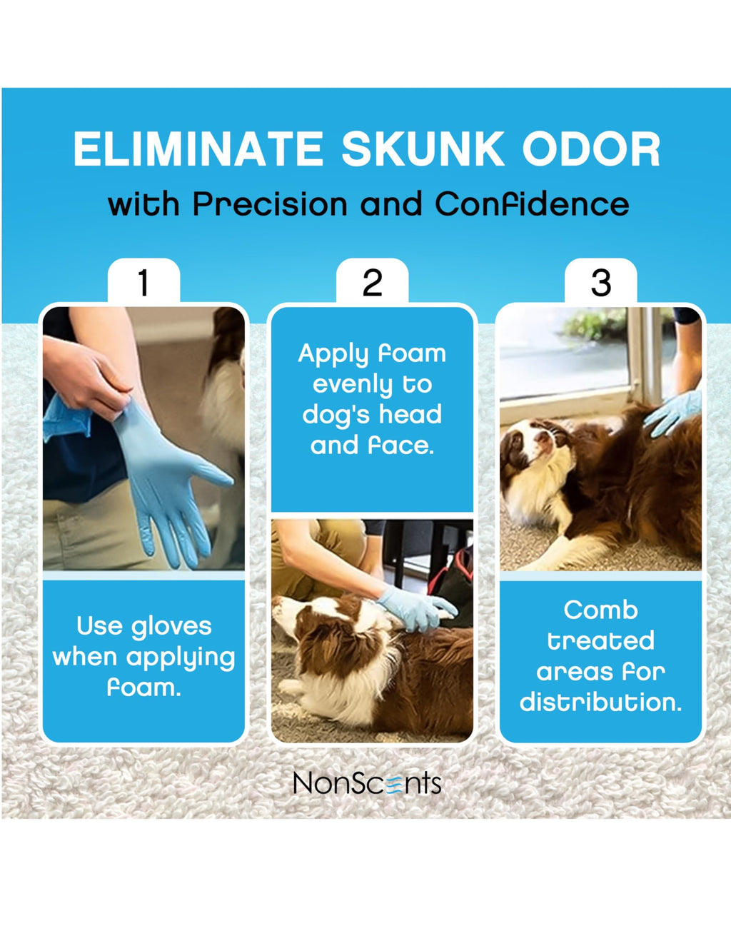 NonScents Skunk Odor Remover Head & Face Foam – Easily Eliminate Skunk Odor from Pets, Carpets, Clothing, Ready-to-Use for Dogs, Cats, Home, Carpet, Car, Clothes - Fragrance Free Freshener
