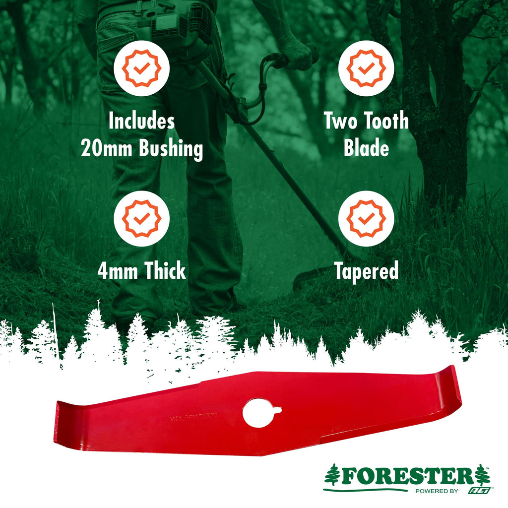 FORESTER 12" Universal Mulching Blade - Brush Cutter Blade for Weedeater | Tapered Steel Brushcutter Attachment | Fits 1" and 20mm Arbor