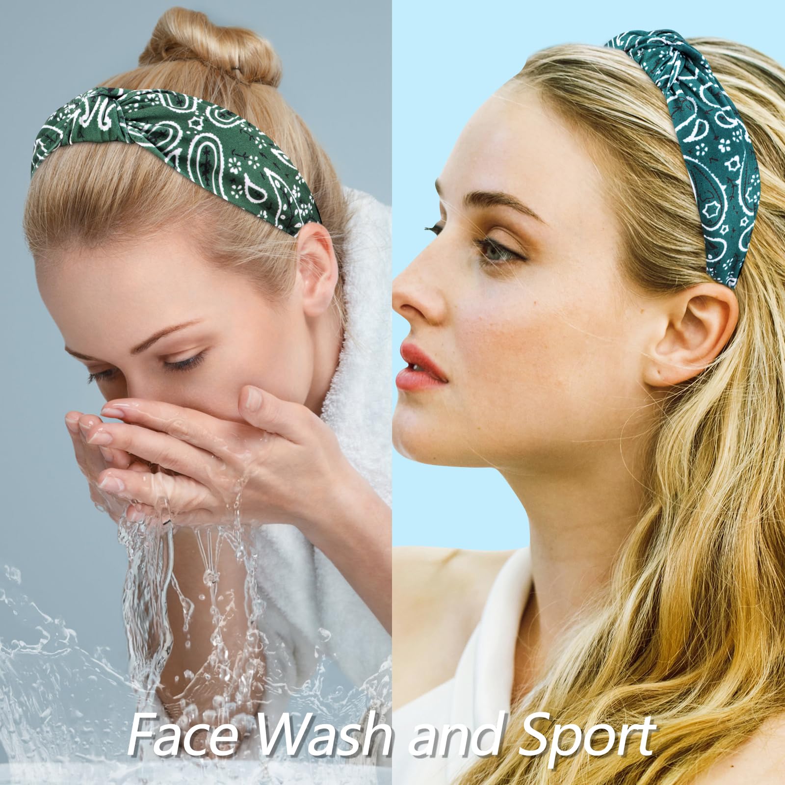 VELSCRUN Bandana Knotted Headbands for Women 12 Pack Gilrs Head Bands Fashion Solid Hair Band Non Slip for Womens Thin Thick Short Hair Face Wash Hair Accessories