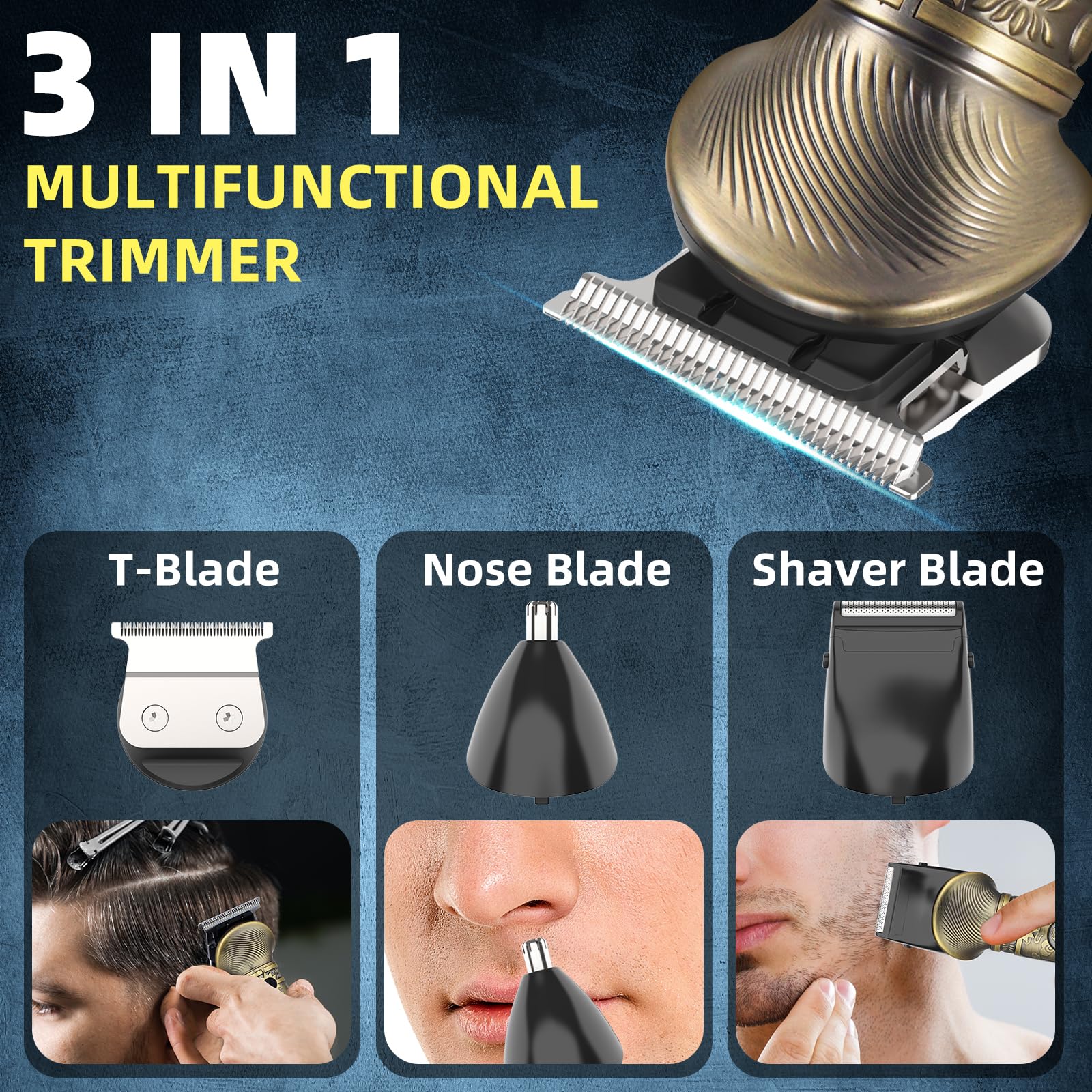 REHOYO Clippers and Trimmers Set, Beard Trimmer, Electric Razors Shaver for Men, Professional Hair Clipper for Barbers Hair Cutting Set, Mens Grooming Kit w/Mustache Nose Hair Trimmer, Gifts for Him