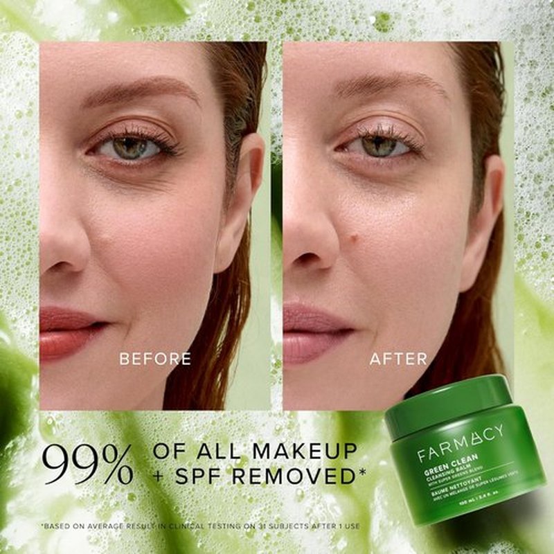 Farmacy Green Clean Makeup Remover Balm - Waterproof Oil Cleanser for Gentle Makeup Removal | Hydrates & Softens Skin (200ml)