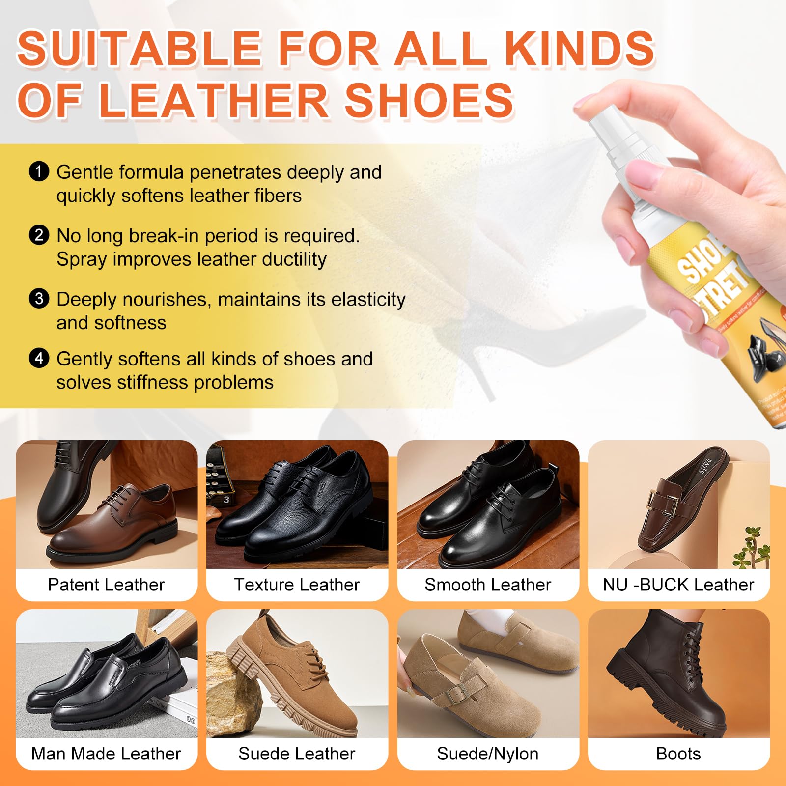 kuailaya Shoe Stretch Spray, Professional Shoe Stretcher Boot Stretcher