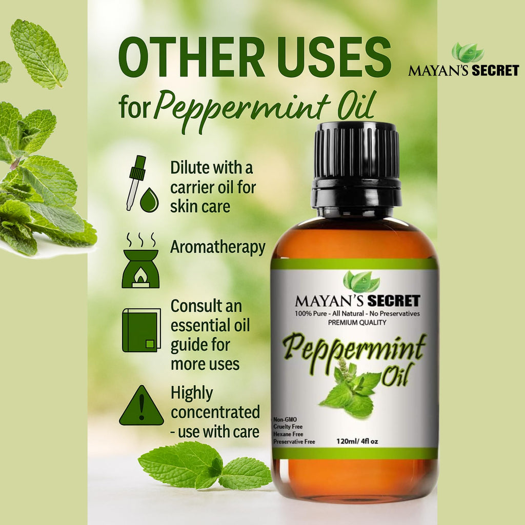 Pure Carrier and Essential Oils for Skin Care, Hair, Body Moisturizer for Face-Anti Aging Skin Care (Peppermint Oil, 4oz)