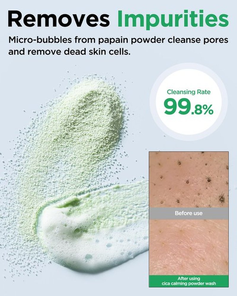 TOCOBO Cica Calming Powder Wash – Korean Enzyme Face Cleanser with Cica, Tea Tree & Papain – Hypoallergenic Low pH Powder Cleanser for Sensitive Skin, Pore Purifying & Exfoliating,. 1.69 oz.