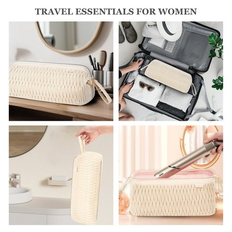Leudes Dyson Airwrap Travel Case for Shark Hair Dryer Airstraight Flex Style Hair Attachment Tool Organizer Accessories Air Wrap Flat Curling Iron Carrying Case (Beige)