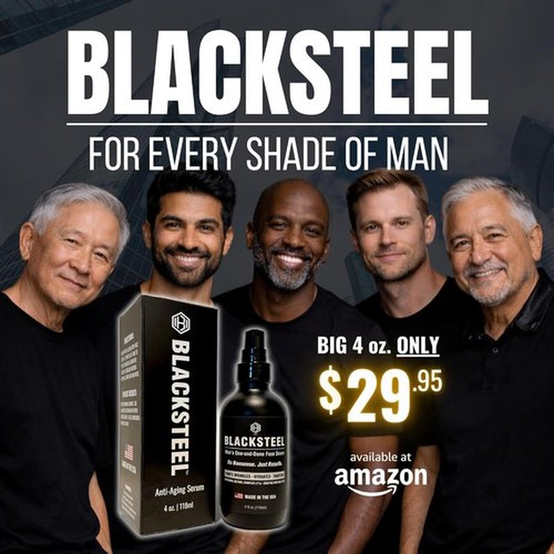 BLACKSTEEL Men's Anti-Aging Face Serum - Retinol & Hyaluronic Acid for Daily Hydration | Fast-Absorbing, Non-Greasy | 4 oz Bottle