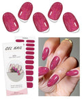 JMEOWIO Gel Nail Stickers Red Glitter Semi Cured Gel Nail Strips Wraps UV/LED Nails Art Design Decoration Accessories