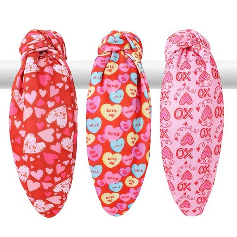 IDDFEVE 3Pcs Valentine's Day Headbands for Women, Heart Love Holiday Knotted Hair Hoops, Festive Gift Hair Accessory (Colorful Heart)