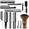SALONSILK 13PCS Hair Cutting Shaving Brush and Comb Set, Professional Barber Combs for Hair Stylist, Premium Grade Barber Brush Neck Duster, Fading Comb Barber Clipper Comb