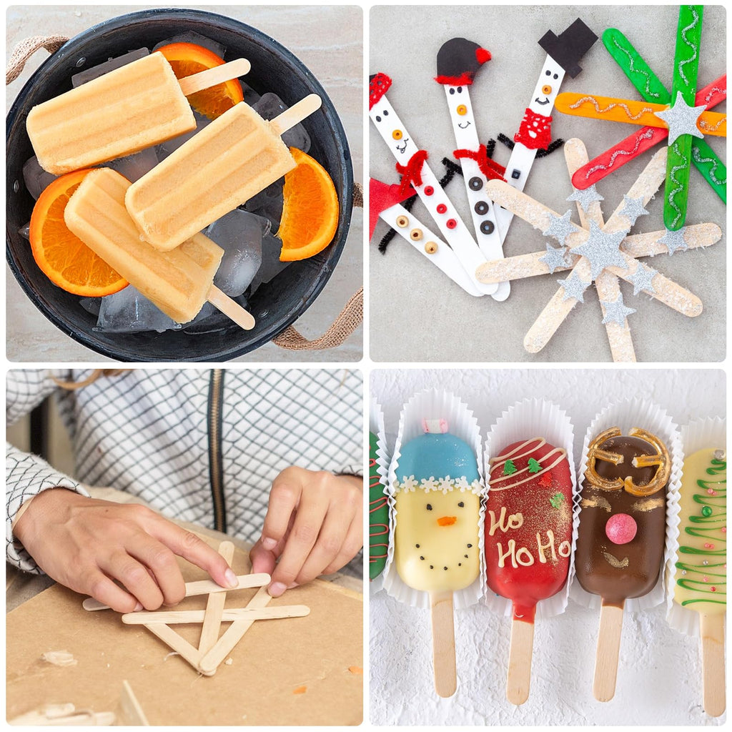 2400 Pcs Popsicle Sticks for Crafts,4.5 Inch Wooden Craft Sticks,Natural Wood Popsicle Stick for Waxing,Ice Cream Sticks,Hair Removal and Waxing Supplies,DIY Wood Crafts for Home Art Projects