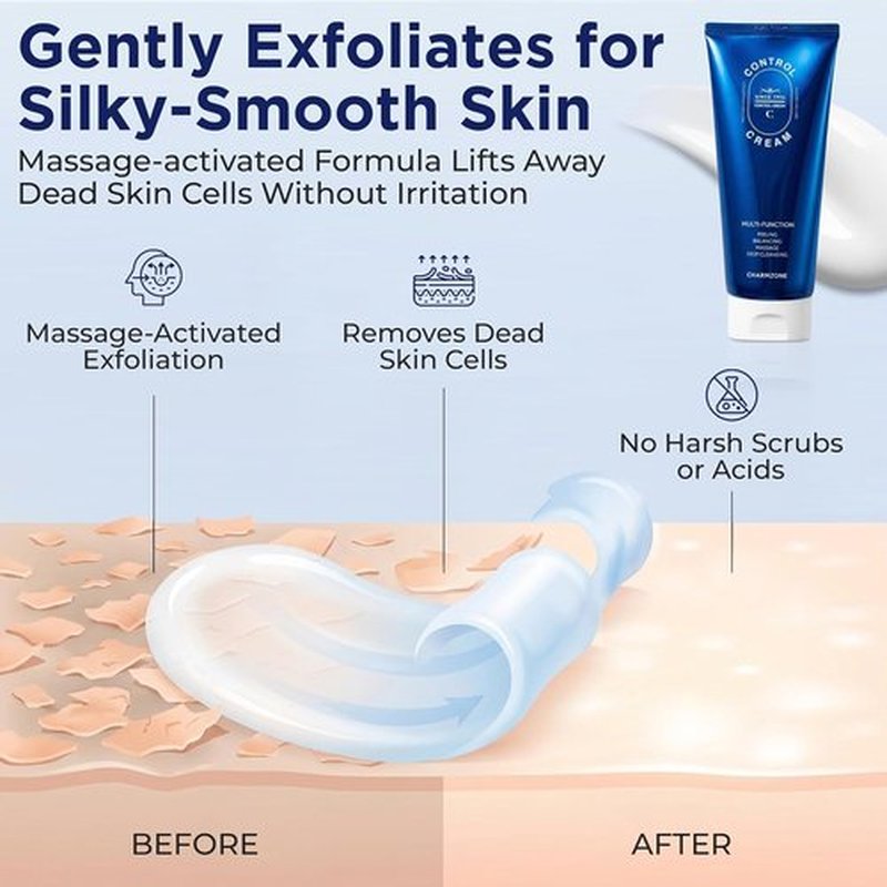 CHARMZONE Control Cream - Exfoliating Face & Body Massage Cream for Sebum & Dead Skin Removal | Hydrating Moisturizer (150ml)