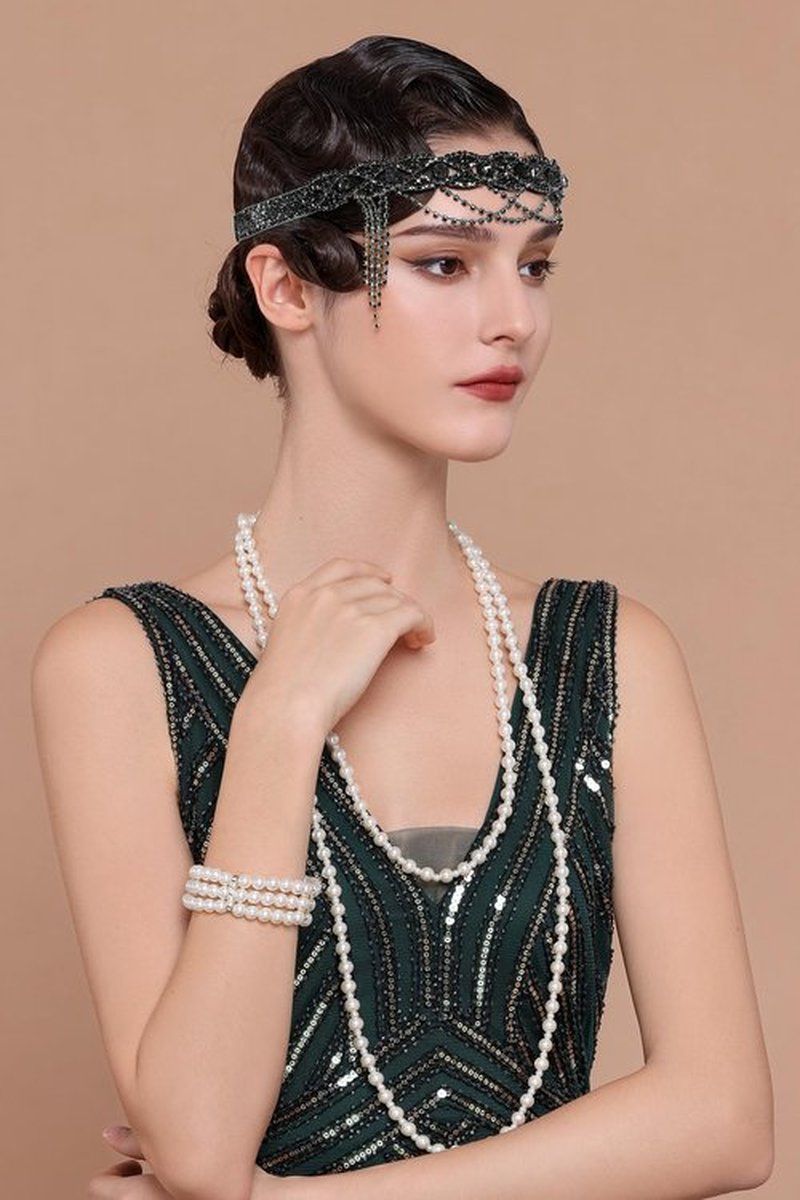 BABEYOND 1920s Flapper Headpiece Roaring 20s Headband Great Gatsby Headband Chain for Women Vintage Hair Accessory