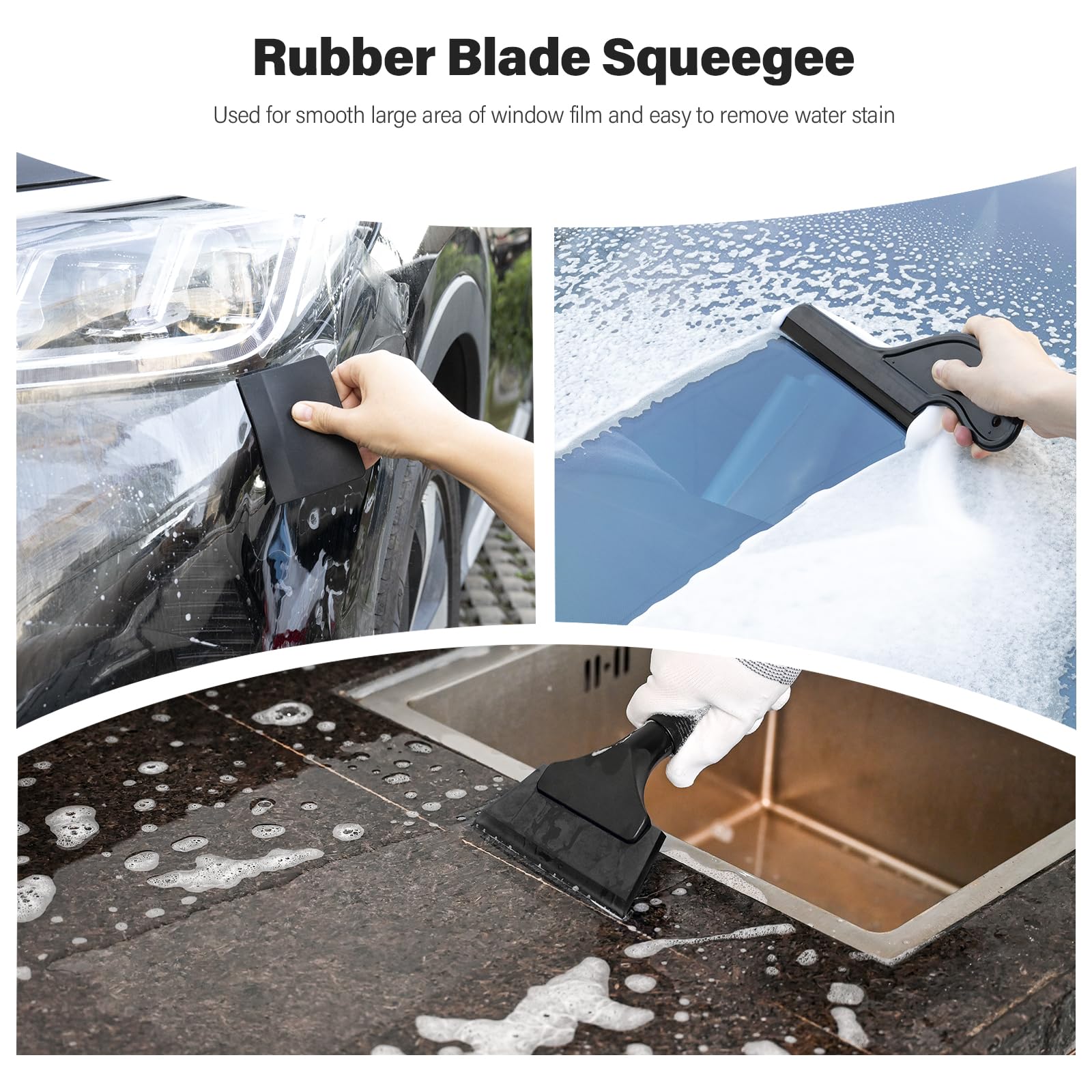 Gomake Window Tint Kit Vinyl Wrap Tool Car Windshield Back Window Tinting Tools with Bulldozer Squeegee Scrubber Paddle,Rubber Blade Scraper,Film Cutter for Car Wrapping,Vinyl Film Installation