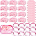 Hoteam 36 Pcs Sleepover Party Supplies 12 Spa Headband 12 Plush Sleep Eye Mask 12 Clear Cosmetic Bags Makeup Headband for Washing for Adult Spa Party Favor Graduation Beauty Gift(Pink)