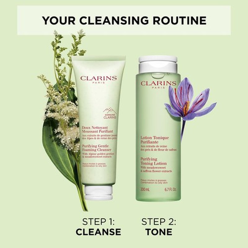 Clarins Purifying Gentle Foaming Face Cleanser | Cleanses, Purifies, Softens and Mattifies| Combination To Oily Skin Types