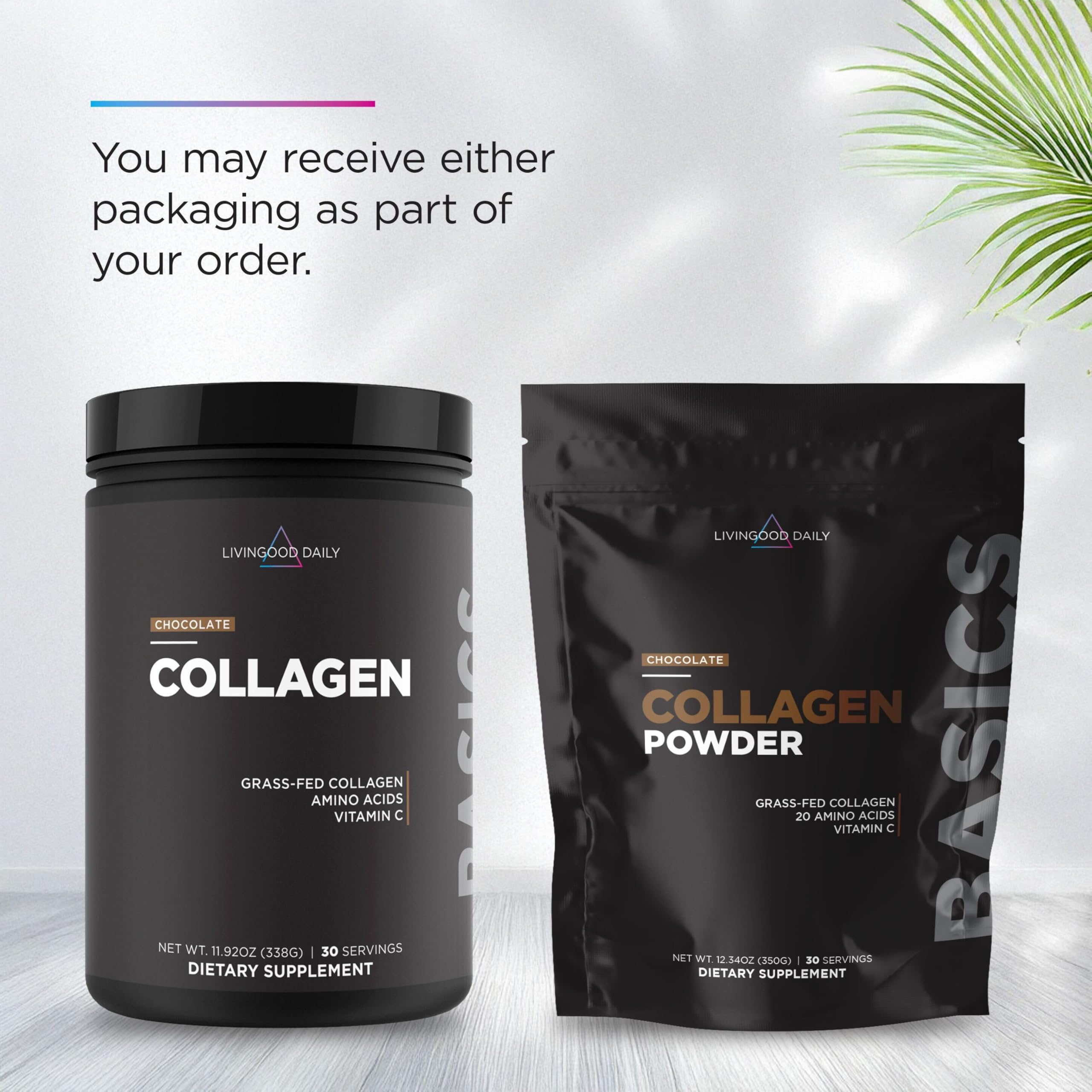 Livingood Daily Chocolate Collagen Powder for Women & Men, Hydrolyzed Collagen Peptides Powder with Vitamin C, Protein with 20 Amino Acids, Type I & III, Grass Fed, Keto, Paleo, Gluten Free, 30 Srvgs