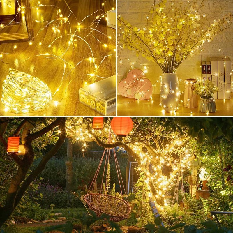 4Pack 80FT 240LED Fairy Lights - Battery Operated String Lights with Remote & Timer | 8 Modes for Indoor/Outdoor Use, Warm White