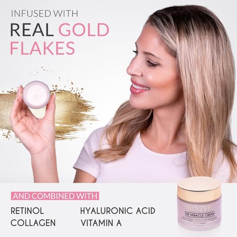 ELSZÉE The Miracle Cream - Anti-Aging Face & Neck Cream with Gold Particles | Intense Hydration & Wrinkle Repair | Plumping & Smoothing Formula for Luminous Skin | Luxury Skincare | 1.7 oz