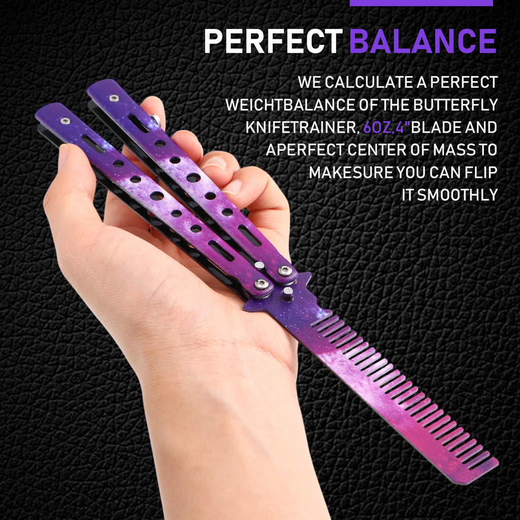 Yiyiring 6 Pieces Butterfly Practice Combs Hair Styling Tools Comb Stainless Steel Folding Practice Training Combs Hair Styling Tools for Sport Outdoor Use (Colorful)