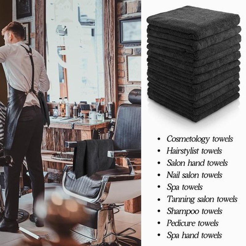 Shimeyao 26 Pack Salon Bleach Proof Towels Highly Absorbent Hair Towels Hand Facial Cloths Bleach Resistant for Salon Barber Spa Beauty Bath Hair Stylist(Black,18 x 30 Inch)
