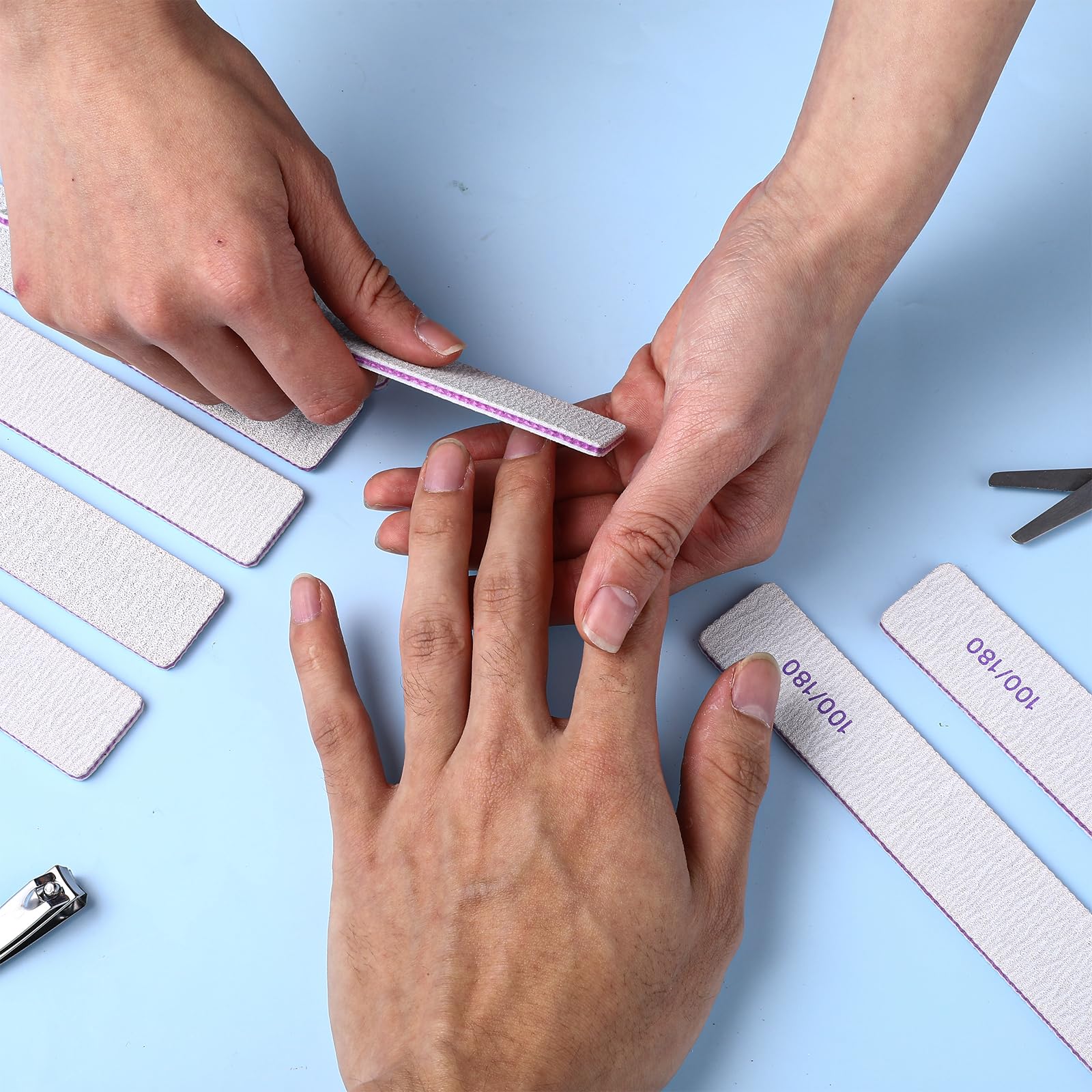 YUXIANLB 100 Pcs 100/180 Grit Nail Files Professional Reusable Emery Board for Nails, Double Sides Washable Nail File Manicure Tools for Natural Nails Extension Gel and Acrylic Nail Tools Home Use