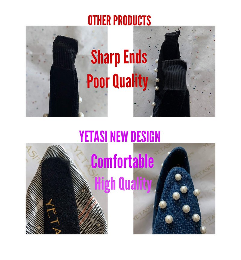 YETASI Velvet Black Headbands for Women, Wearable All Day, Trendy Womens Headbands are Knotted Headband for Women's Hair, Cute Top Knot Fashion Designer Girls Head band
