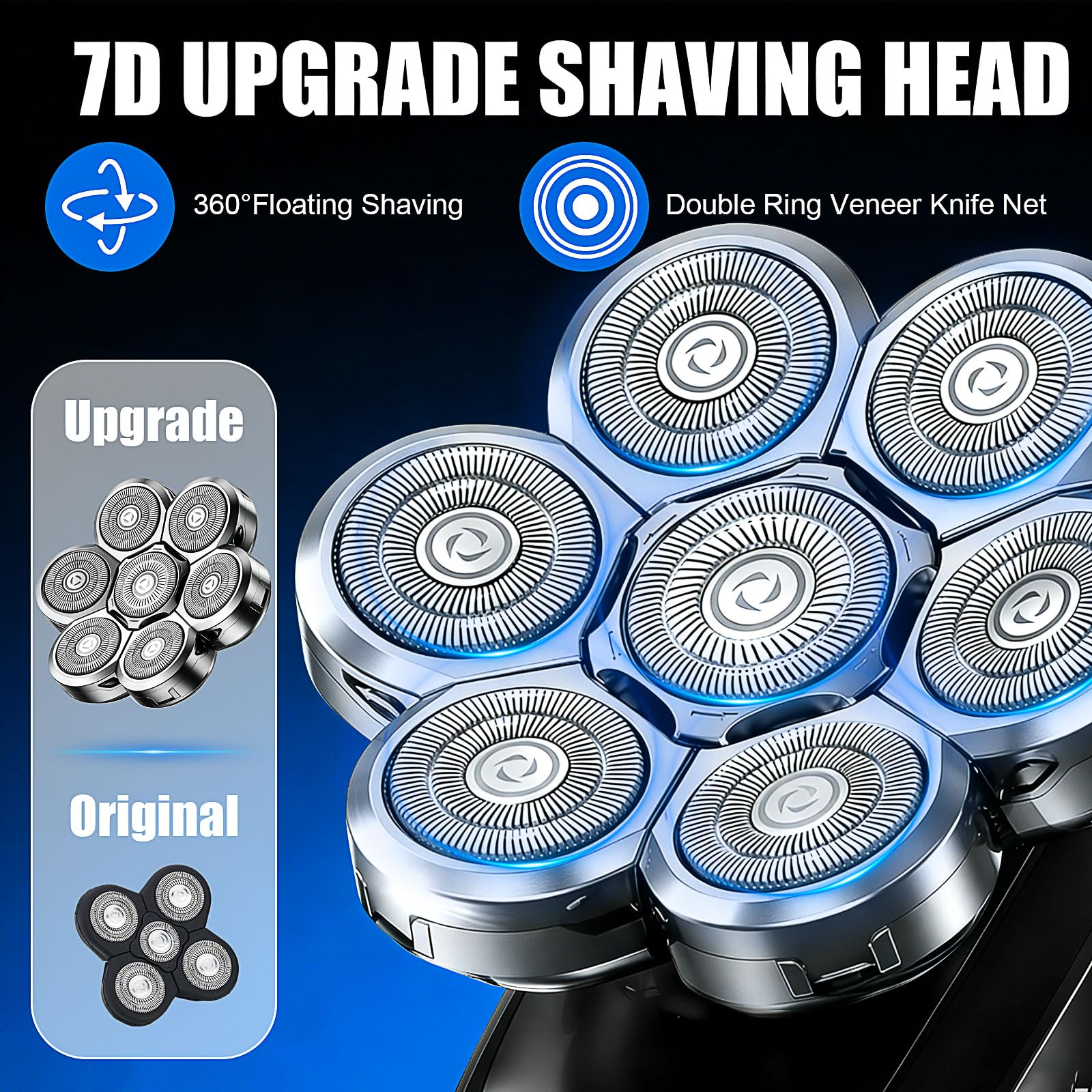 7 Head Shaver Replacement Heads for Bald Men For Freebird,