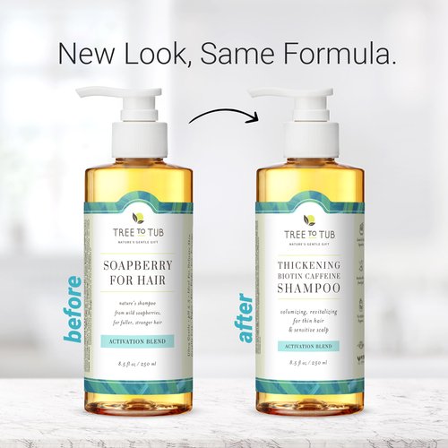 Tree to Tub Biotin Fine Hair Thickening Shampoo for Thicker, Fuller Volume - Gentle Volumizing Sulfate Free Argan Oil Shampoo for Women & Men w/Caffeine, Organic Saw Palmetto, All Natural Tea Tree