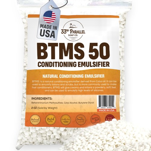 33rd PARALLEL | BTMS 50 (2 oz) Conditioning Emulsifier | 100% Natural Plant Derived | Behentrimonium Methosulfate Cetearyl Alcohol Emulsifying Conditioner | Product of USA (2 Ounces)