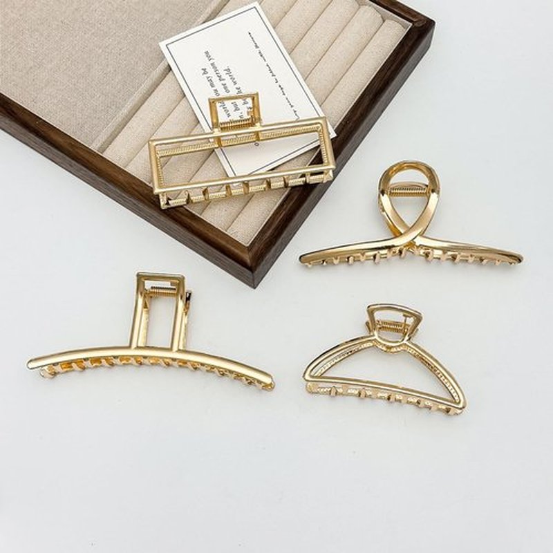 Parcce 4 Pack Large Metal Hair Clips for Thin to Thick Curly Hair, 4.3 Inch Big Nonslip Gold Color Clamps, Perfect Fashion Jaw Claw Hair Styling Accessories for Women and Girls, Christmas Gifts