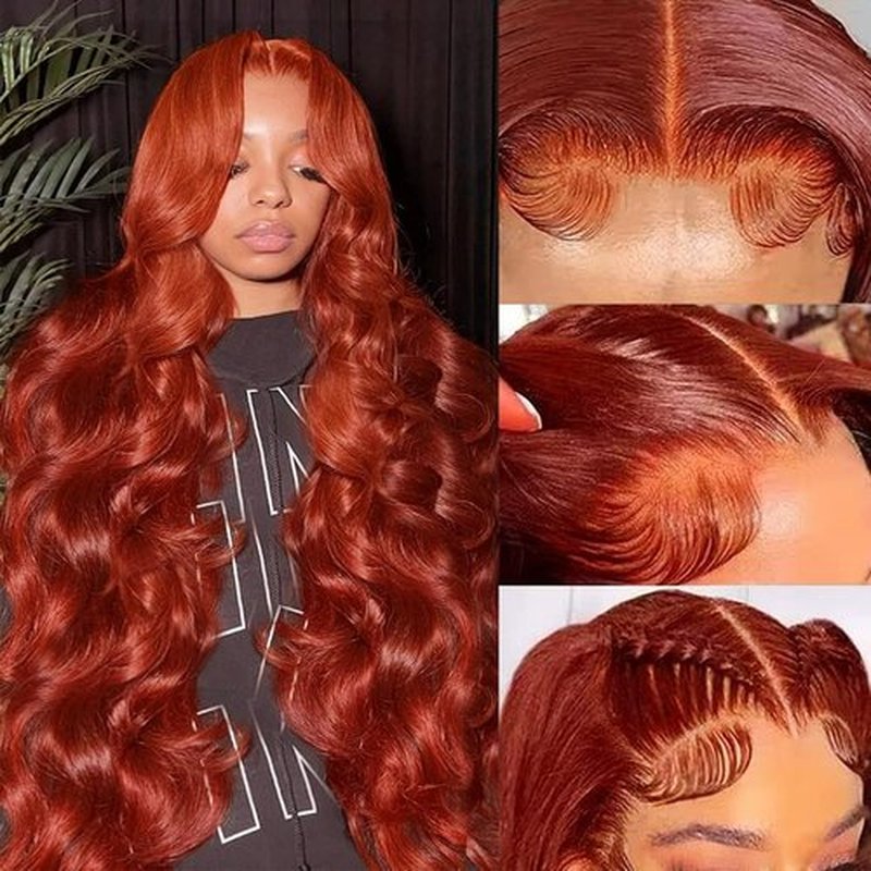 DliliBoon 9X6 Reddish Brown Human Hair Lace Front Wig for Black Women Pre Cut Reddish Brown Lace Front Wigs Human Hair 9x6 Body Wave Lace Frontal Auburn Colored Wig 180% Density (22inch)