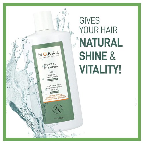 Moraz Men's Herbal Shampoo - Clarifying & Moisturizing Formula for Normal Hair - 17 oz