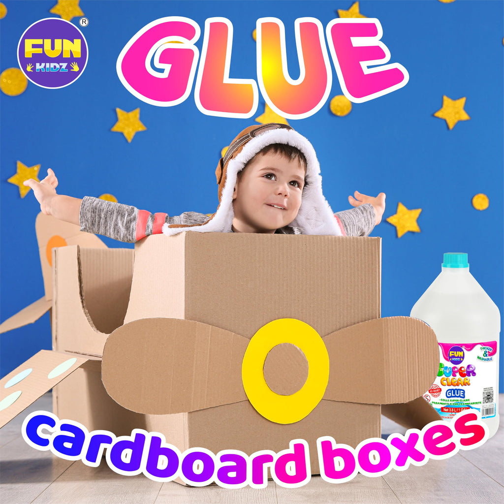 Super Clear Glue 1 Gallon, FunKidz All Purposes School Home Projects Liquid Glue Great for Slime Making Supplies Washable Non-Toxic Use for Arts & Crafts Wood Paper Cardboard